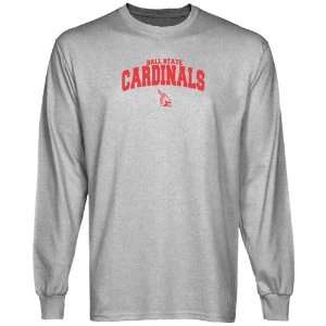 Ball State Cardinals Ash Logo Arch Long Sleeve T shirt  