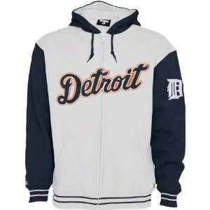  Detroit Tigers White Full Zip Hooded Fleece Jacket Sports 