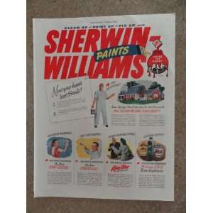  Sherwin Williams Paints, Vintage 40s full page print ad 