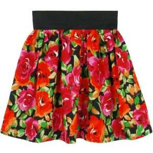  Elastic Band Swing Skirt with Floral Pattern Small 