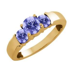   Ct Genuine Round Blue Tanzanite Gemstone 10k Yellow Gold Ring Jewelry
