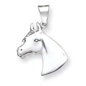  Sterling Silver Antiqued Horsehead Pendant: Jewelry
