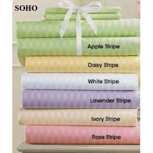  SOHO Bed Sheet Set 100% Egyptian Cotton Sateen Stripe 1000 