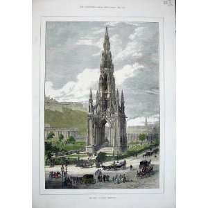  1871 Scott Monument Edinburgh Scotland Hand Coloured: Home 