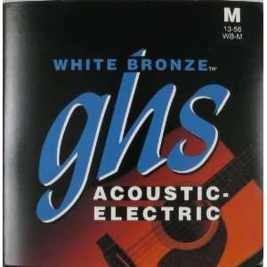  GHS Acoustic Guitar White Bronze Alloy 52 6 Strings Medium 