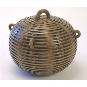  Spectacular Round Carved Stone Rattan Box Container 