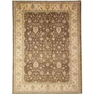  89 x 119 Brown Hand Knotted Wool Ziegler Rug: Furniture 