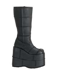 Tall Stacked Black Wedge Kiss Platform Boot   Mens 11