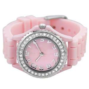   Rhinestone accented Light Pink Small Face Silicone Watch: Jewelry