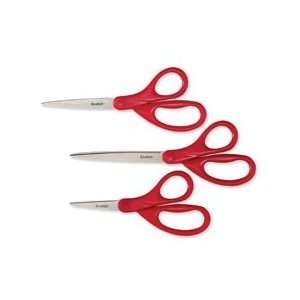 Scissors, Household/Office, 7 Straight Cut, Red Qty:6 