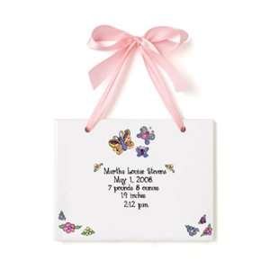  Birth Certificate Hand Painted Tile   Blossoms: Baby