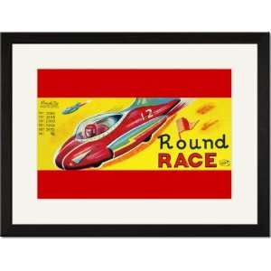   Black Framed/Matted Print 17x23, Round Race Rocket Car: Home & Kitchen