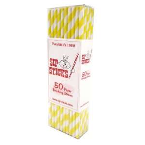  Paper Straws Yellow Stripe