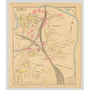  1892 Antique Map Bundle of 4~ Nashua (Wards 3 & 7), Nashua (Wards 