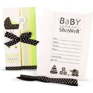  Stroller Fun Invitations with Ribbons (8) Party Supplies 