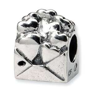    925 Sterling Silver Kids Love Note Hearts Charm Bead: Jewelry