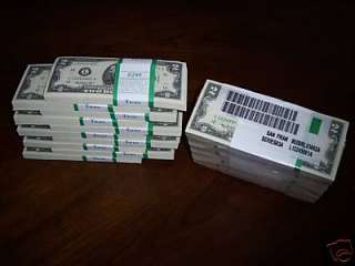 100 NEW TWO DOLLAR BILLS $2 BEP MONEY PACK UNCIRCULATED  
