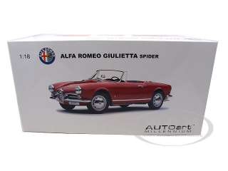 ALFA ROMEO SPIDER GIULIETTA 1300 RED 1:18 DIECAST MODEL CAR BY AUTOART 