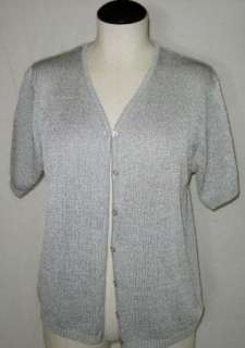 Victoria Jones Womens Silver Cardigan Sweater L NEW  