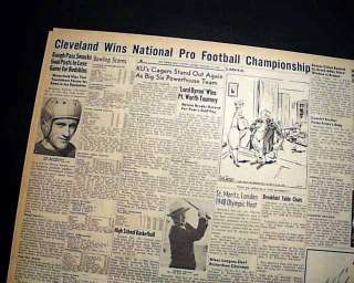   Rams Win NFL Football Title CHAMPS 1945 Newspaper Bob Waterfield photo