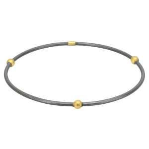 Yossi Harari Jane Oxidized Gilver Bangle with 24k Gold Beads