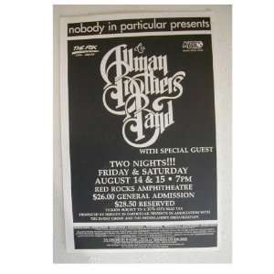  The Allman Brothers Handbill Poster Black an White Band 