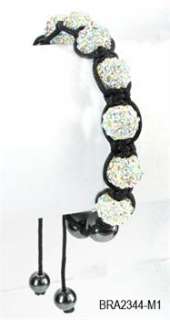 10mm Crystal Pave Disco Ball Adjustable Friendship Bracelet 15 Colors+ 