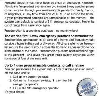 FREEDOM ALERT EMERGENCY ALERTING DEVICE 2 W Model 35911  