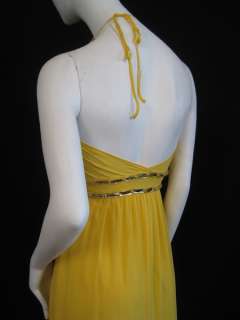 475 Rock Republic Runway Dress Gown Silk Yellow 0 XS #000880  