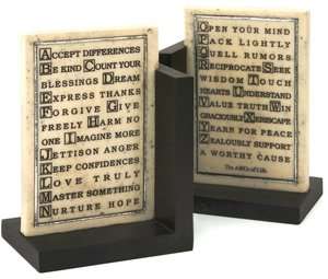   ABCs of Life Antique Finish Resin Bookends Set of 2 