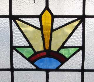 Antique Stained Glass Window Colorful Art Deco Rising Sun  