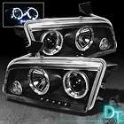 06 10 DODGE CHARGER BLACK TWIN HALO PROJECTOR LED HEAD LIGHTS+FRONT 