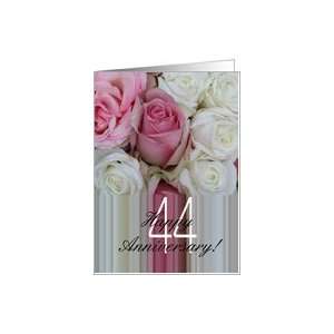  44th Wedding Anniversary Soft Pink roses Card Health 