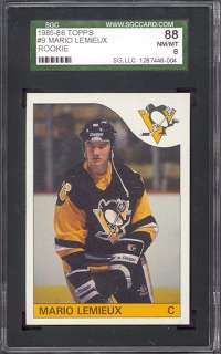 1985 Topps #9 Mario Lemieux Rookie HOF Penguins SGC 88 *272207  