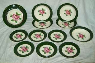 TAYLOR SMITH Vintage #2066 ROSE Laurel GREEN Plate Bowl  