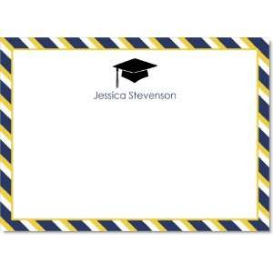  Yellow Striped Grad Cap Notecards: Home & Kitchen