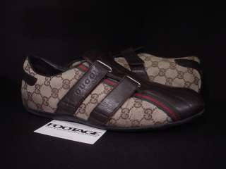 Men GUCCI Sneaker GG New Praga NYLON BEIGE BROWN 8.5  