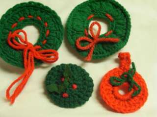 Whimsical Wreath Vintage Crocheted Xmas Ornaments Gift Tags Handmade 