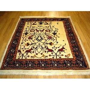    5x6 Hand Knotted Gabbeh Persian Rug   64x53: Home & Kitchen
