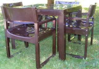 Vintage Syroco Glass Top Table & 4 Chairs  