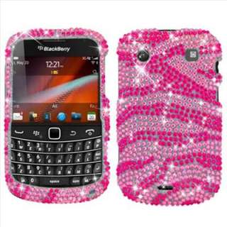 Pink Zebra Bling Hard Case Cover for Blackberry Bold Touch 9900 AT&T T 
