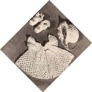 Vintage Crochet PATTERN to make   Baby Set Sacque Bonnet Booties. NOT 