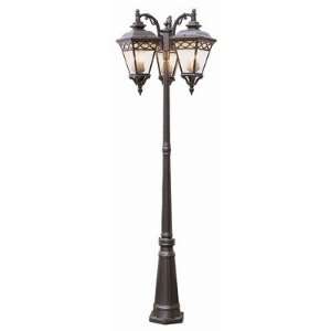 Trans Globe 50518 BK Villa   Nine Light Outdoor 3 Head Pole, Black 