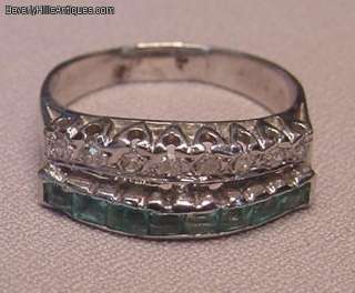 Beautiful 14k WG Diamonds Emeralds Designer Ring  