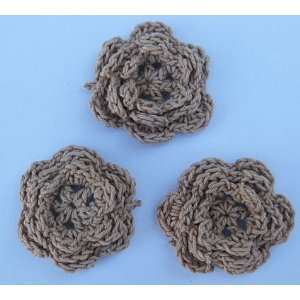  30pc Brown Crocheted Flowers Appliques CR78: Arts, Crafts 