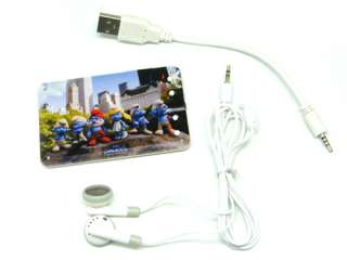 NEW Smurfs credit card size personal MP3 player for1 8G TF Card gift 