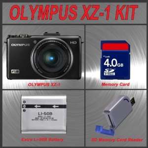  Olympus XZ 1 Digital Camera (Black) with 4GB Card + Extra 