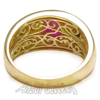 Mens 18k Gold Genuine Ruby & Ceylon Sapphire Ring Free Worldwide 