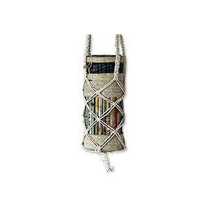  NOVICA Recycled paper and jute bottle holder, Storyteller 