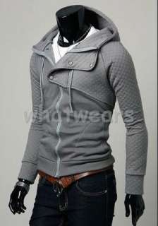 Mens Slim Thickened Zip Up Hoodie Coat Dark Grey W84  